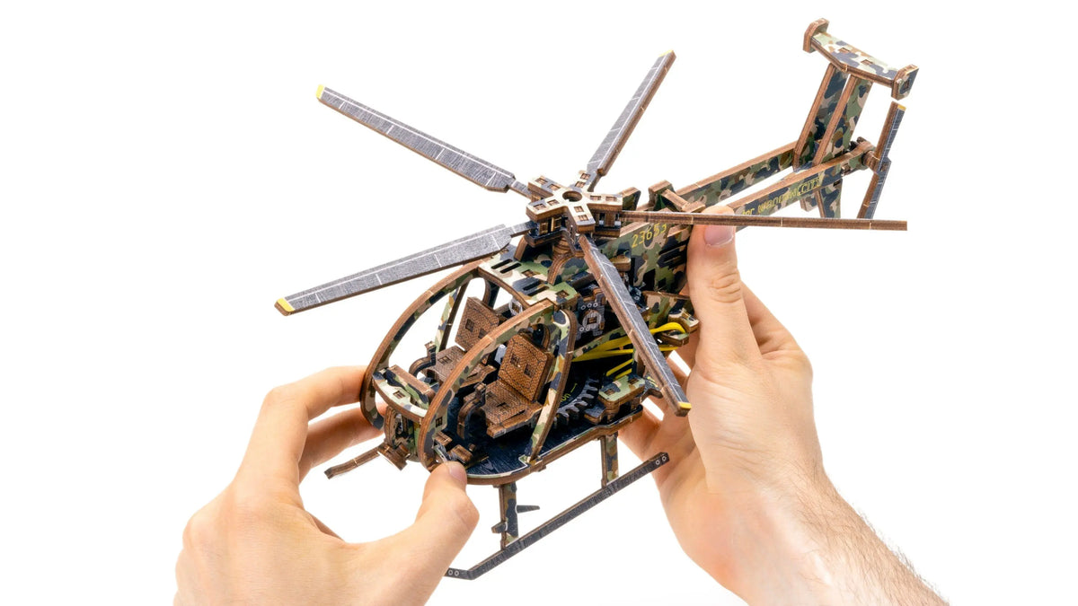 Helicopter - Painted Wooden Mechanical Model to Build Limited Edition by Wooden