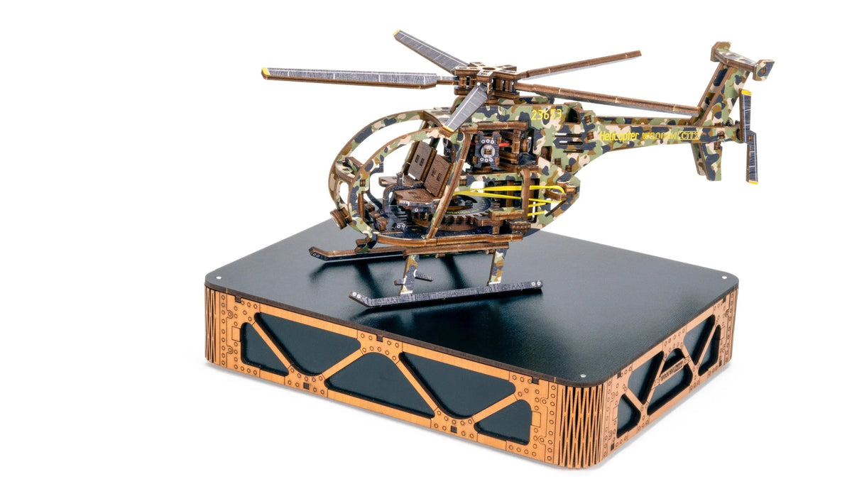 Helicopter - Painted Wooden Mechanical Model to Build Limited Edition by Wooden