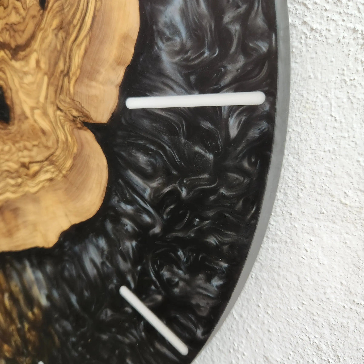 Large Wall Clock, Custom Made Resin &amp; Olive Wood Wall Clock