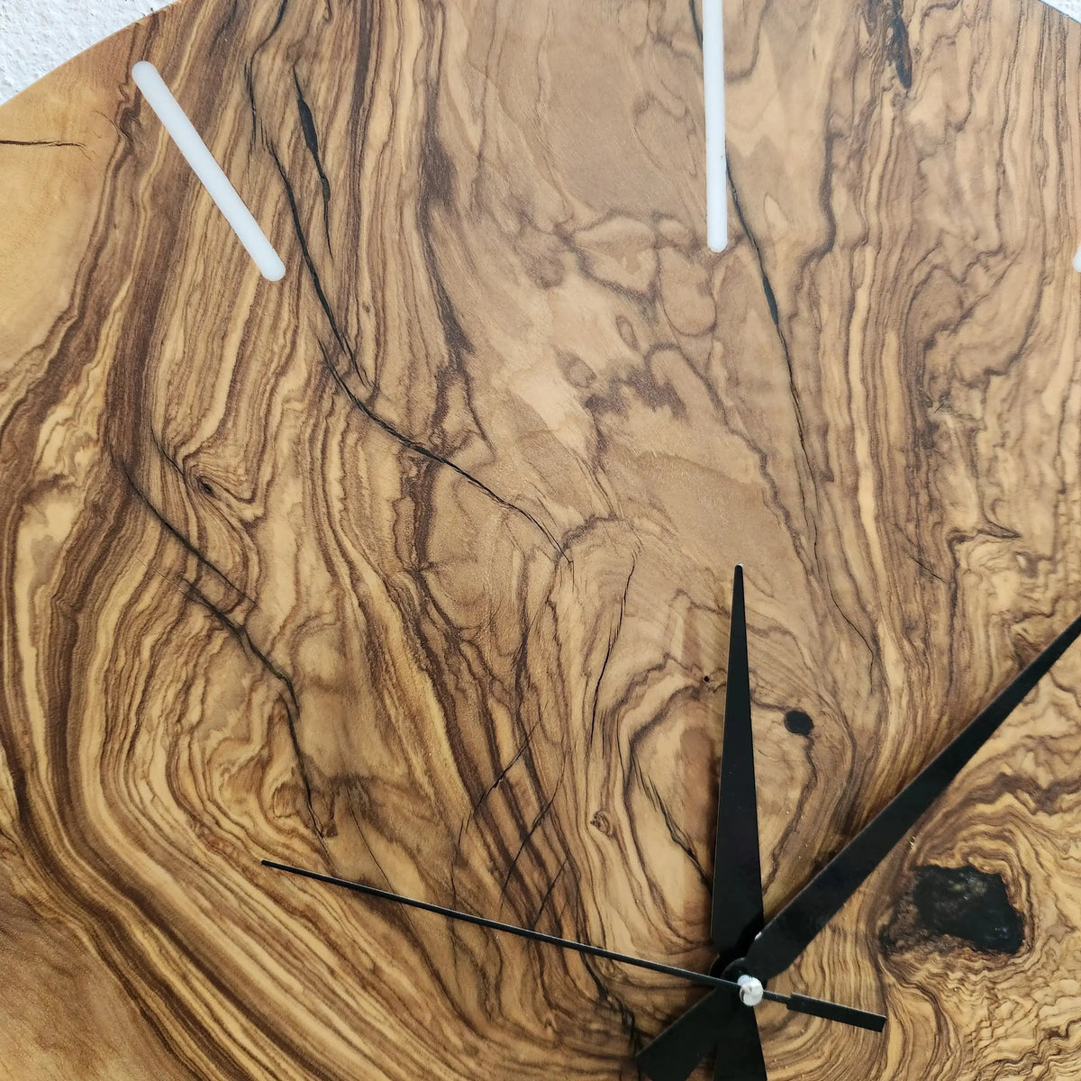 Large Wall Clock, Custom Made Resin &amp; Olive Wood Wall Clock