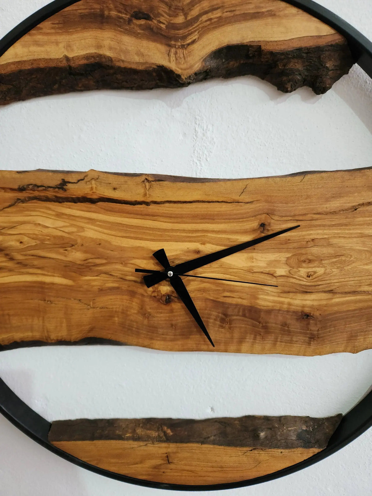 Made to Order Metal &amp; Olive Wood Wall Clock