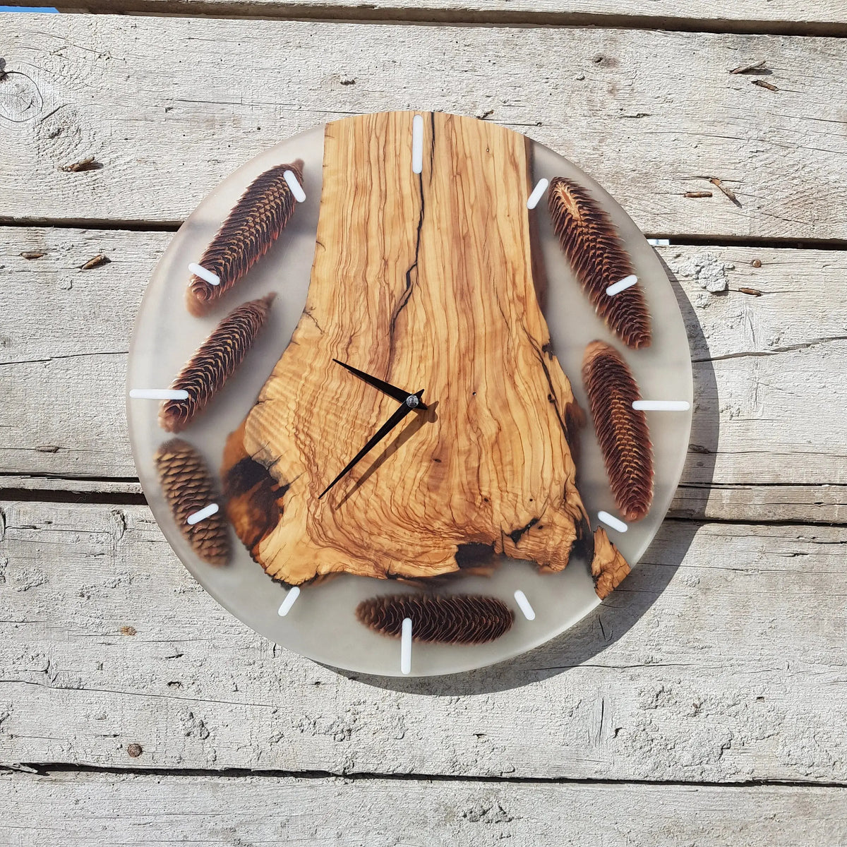 Made to Order Resin &amp; Olive Wood Wall Clock