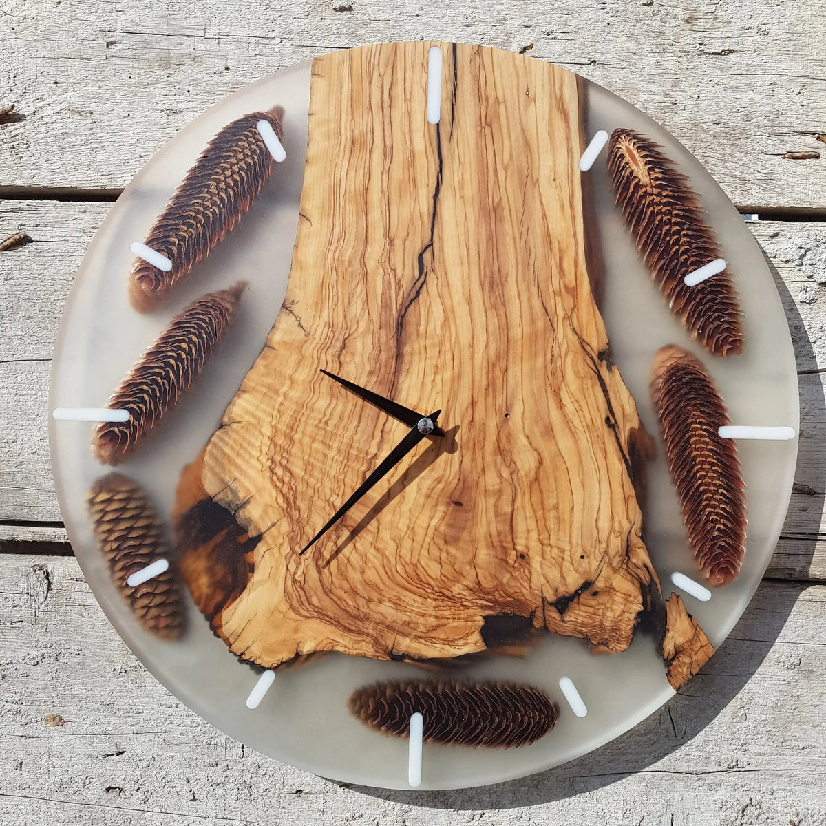 Made to Order Resin &amp; Olive Wood Wall Clock