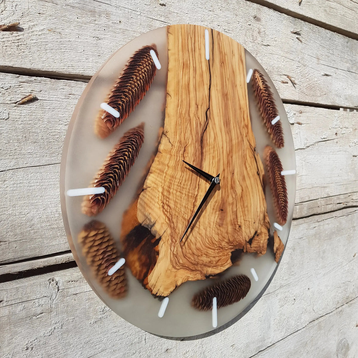 Made to Order Resin &amp; Olive Wood Wall Clock