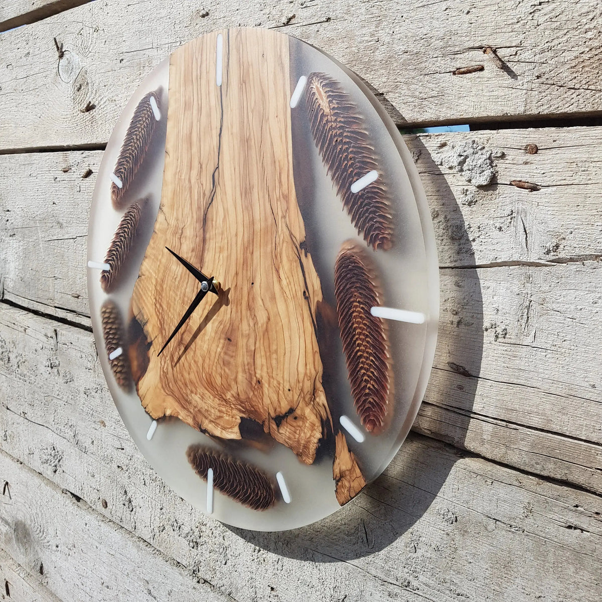 Made to Order Resin &amp; Olive Wood Wall Clock