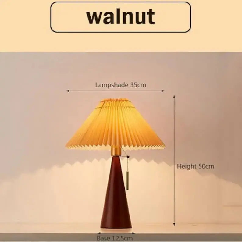 Nordic Pleated Wooden Table Lamp