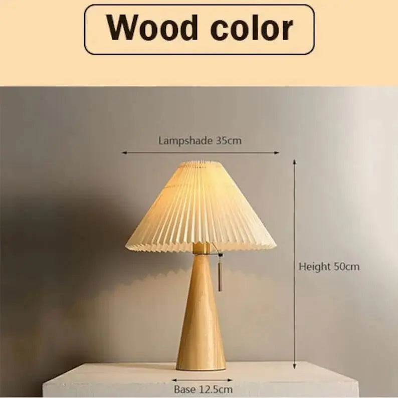 Nordic Pleated Wooden Table Lamp