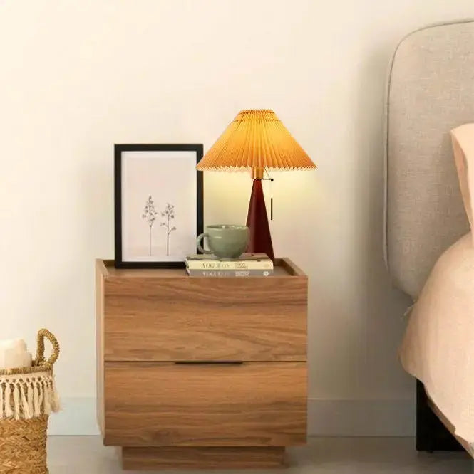 Nordic Pleated Wooden Table Lamp