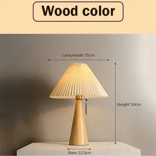 Nordic Pleated Wooden Table Lamp