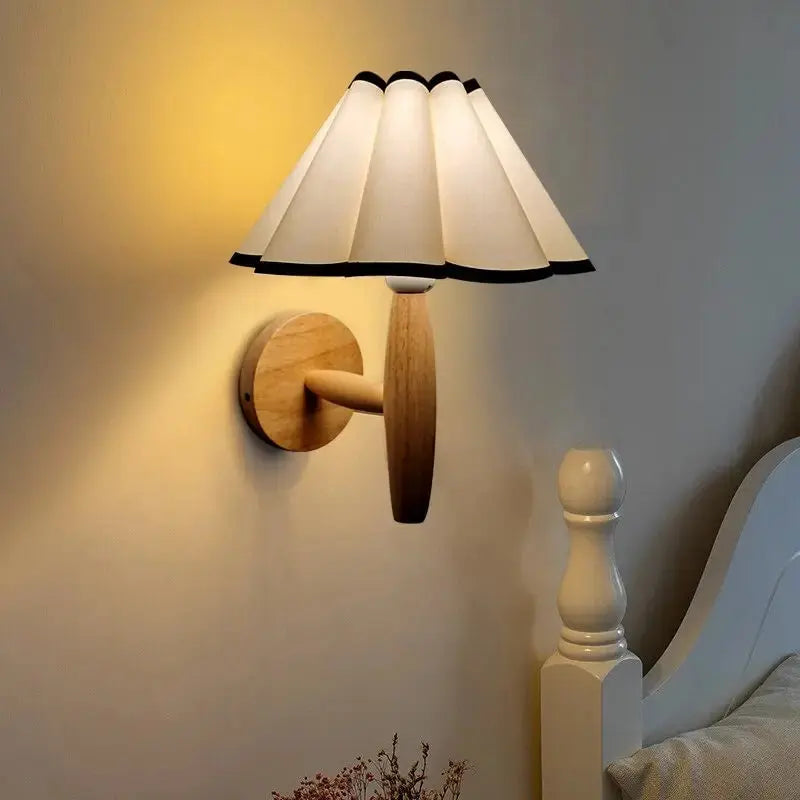 Nordic Pleated Wooden Wall Lamp