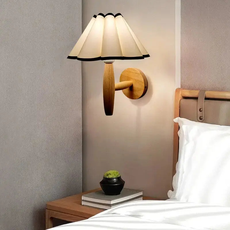 Nordic Pleated Wooden Wall Lamp