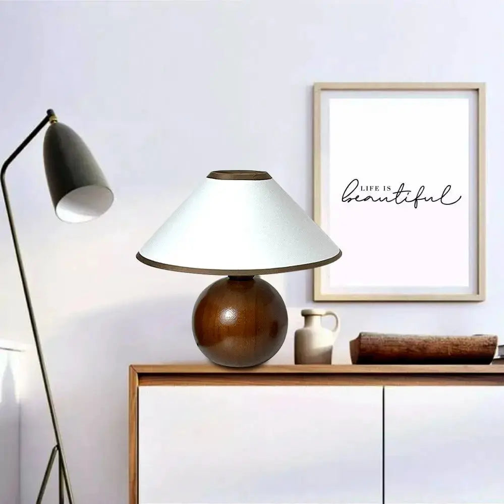 Nordic Round Wooden Table Lamp