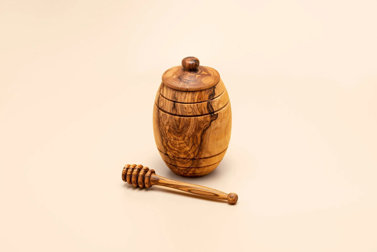 Olive Wood Honey Pot with Dipper