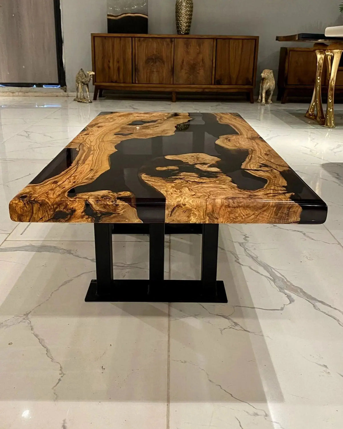 Olive Wood Resin Coffee Table | Living Room Central Table