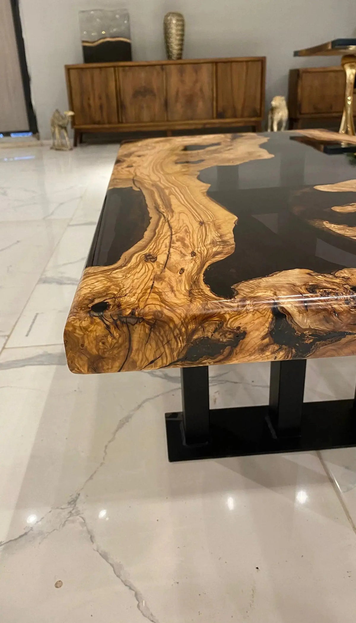 Olive Wood Resin Coffee Table | Living Room Central Table