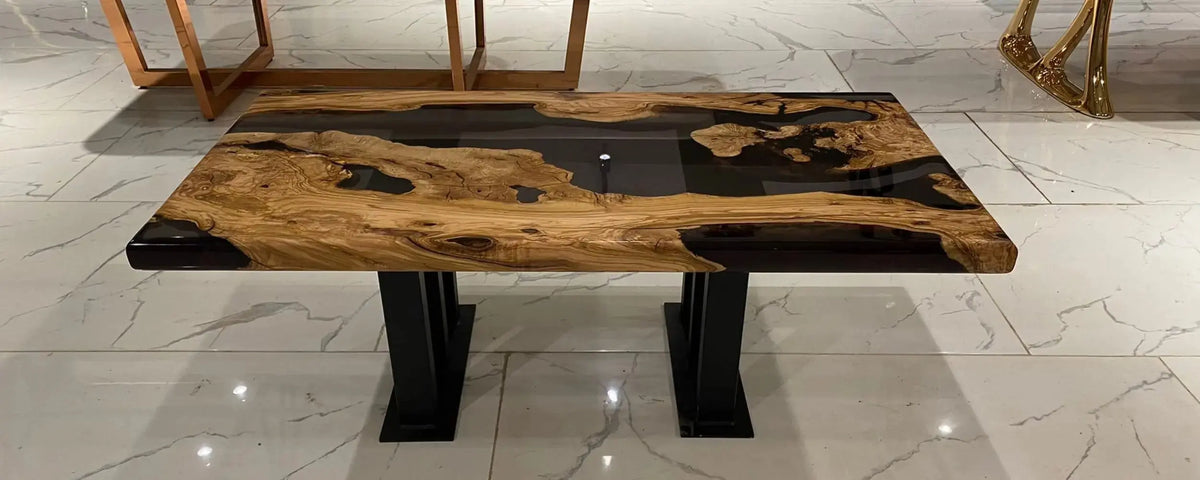 Olive Wood Resin Coffee Table | Living Room Central Table