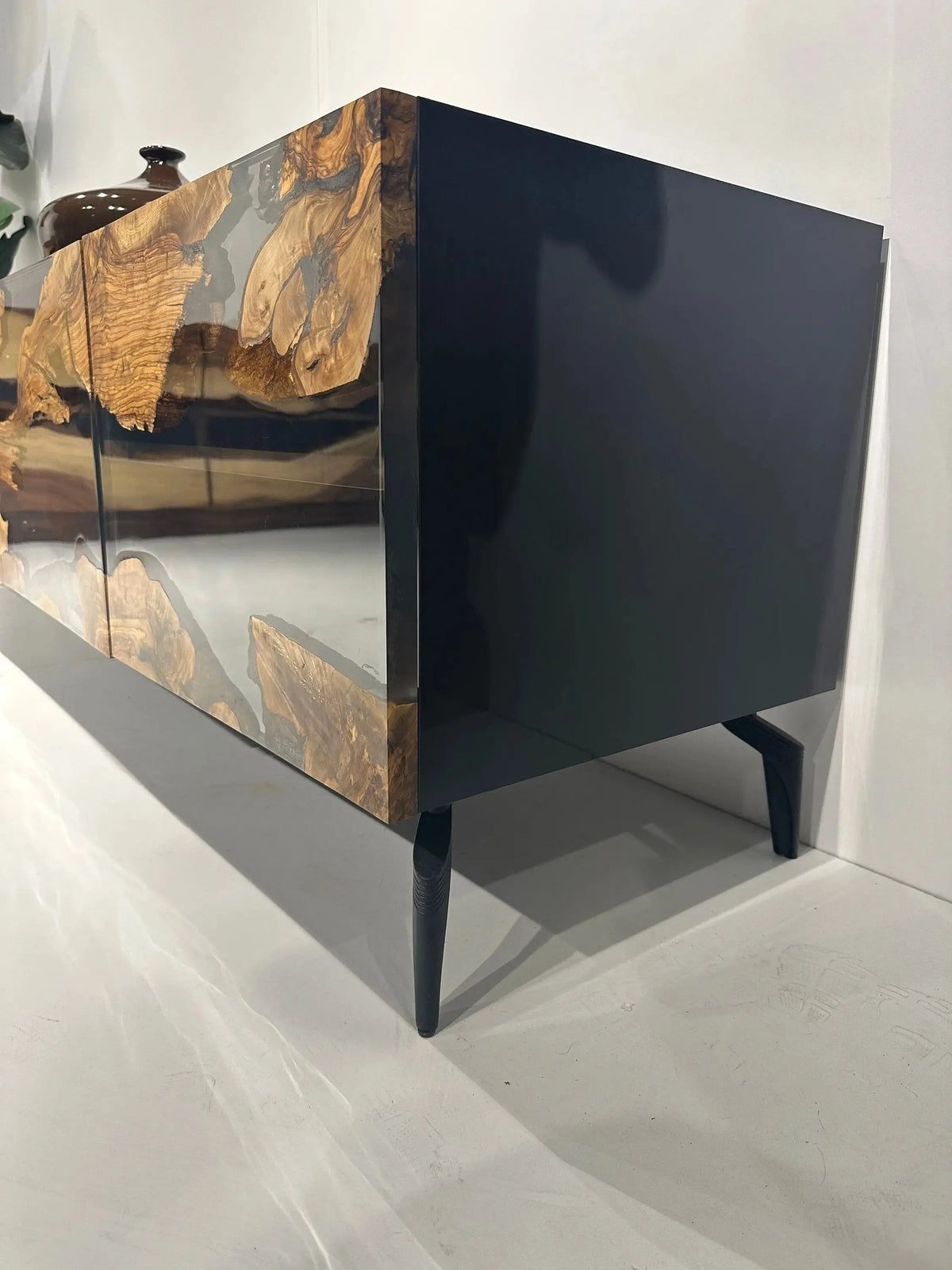 Olive Wood Resin Media Center | Wooden Media Console | Tv Stand