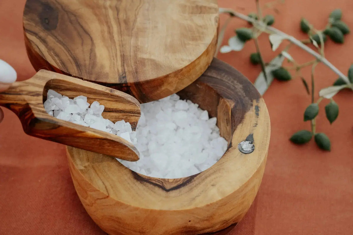 Olive Wood Salt Cellar with Magnetic Lid