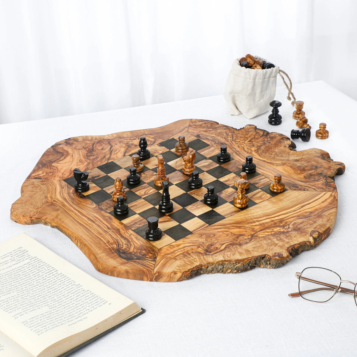 Olivewood Chess Board handmade On Wooden