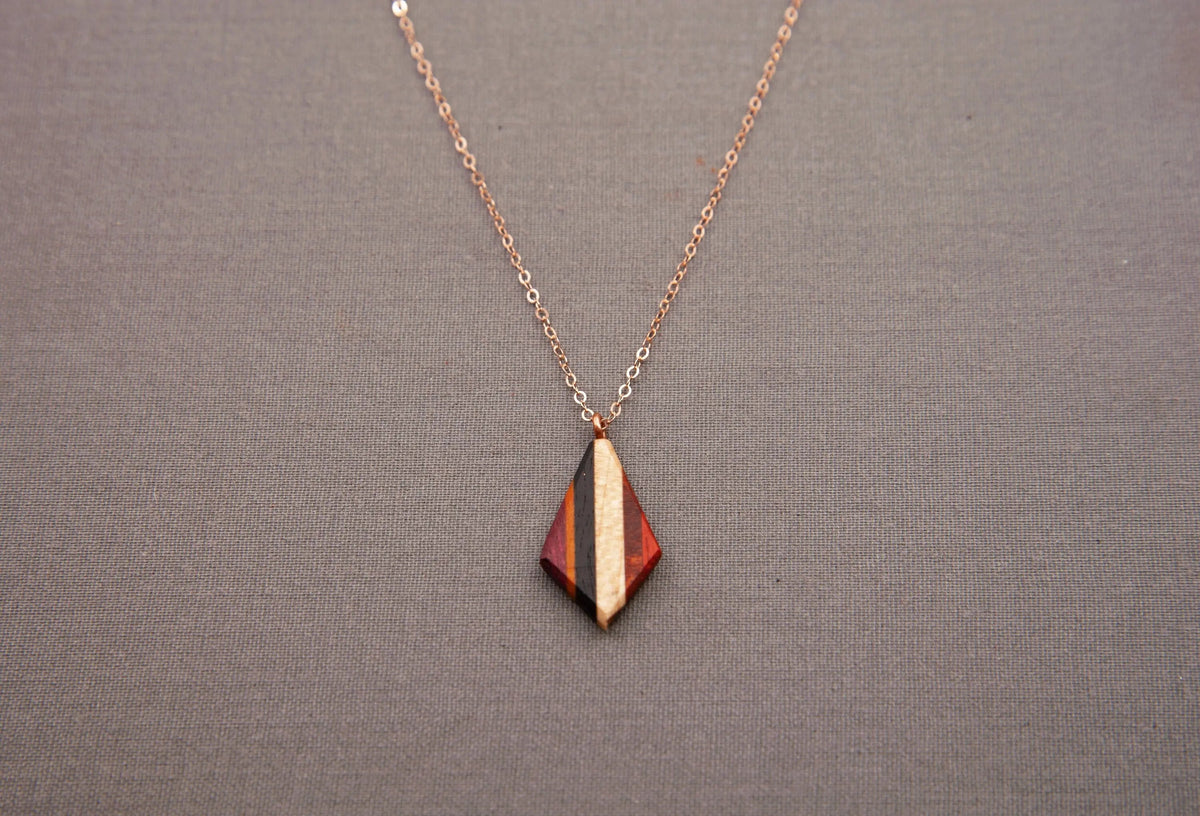 Recycled Copper and Turquoise Teardrop Pendant On Wooden