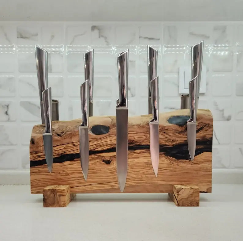 Resin and wooden Knife Holder On Wooden