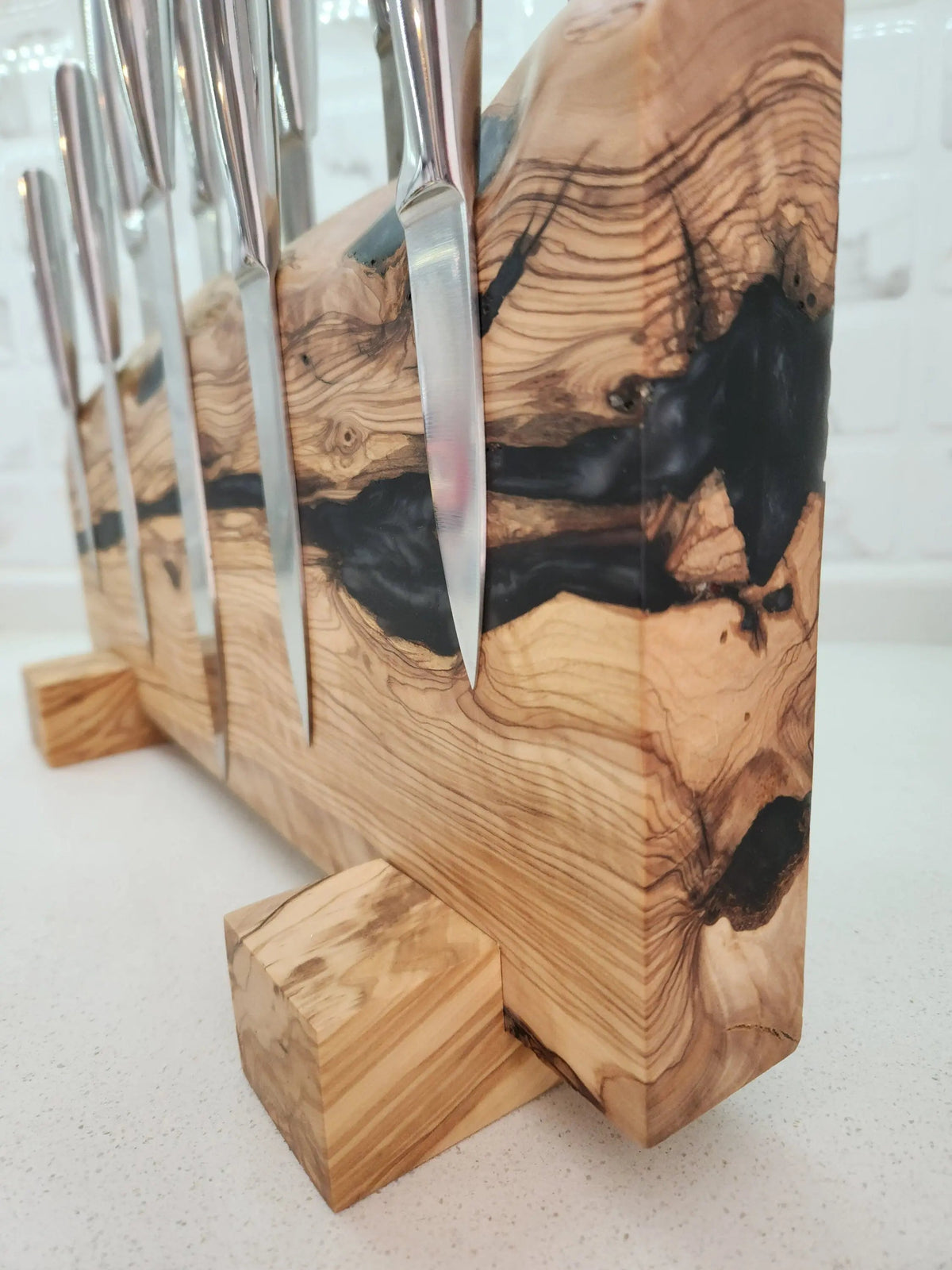 Resin and wooden Knife Holder On Wooden