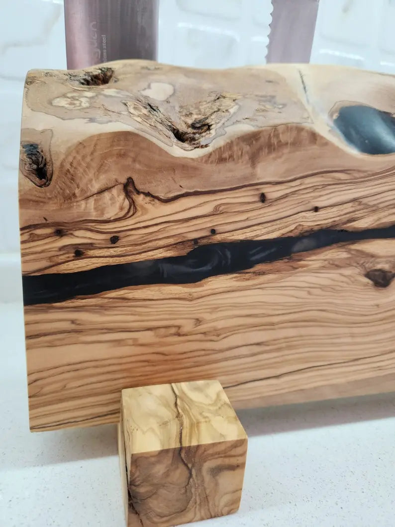 Resin and wooden Knife Holder On Wooden