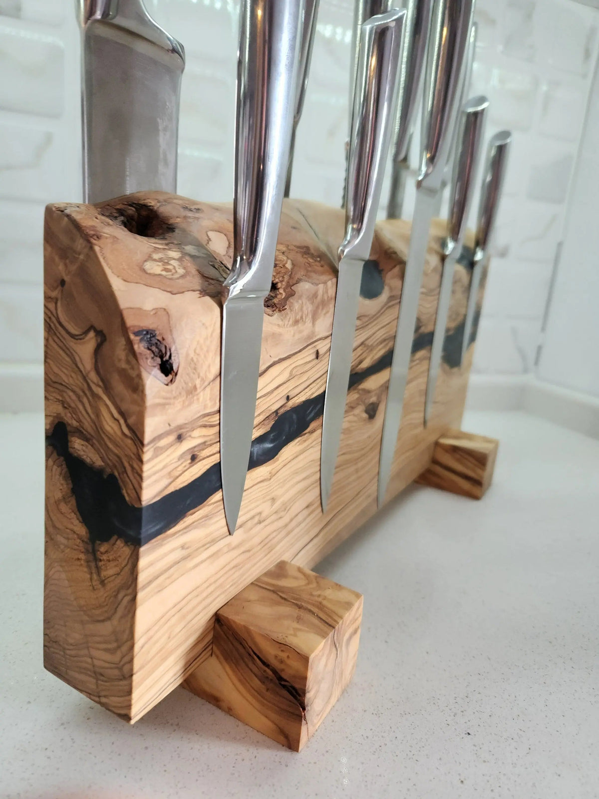 Resin and wooden Knife Holder On Wooden