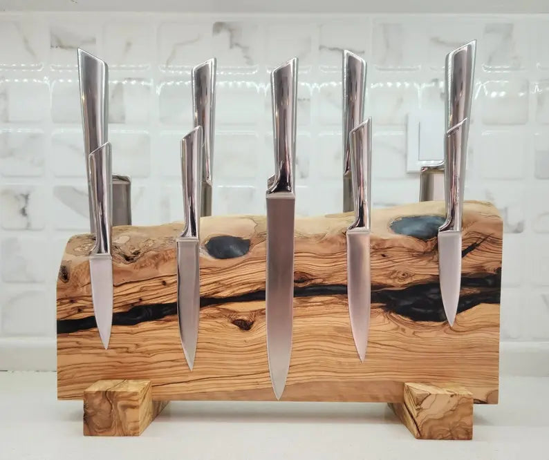 Resin and wooden Knife Holder On Wooden