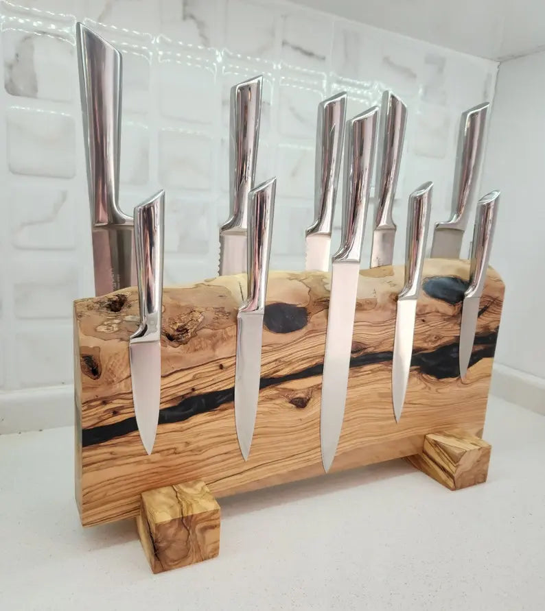 Resin and wooden Knife Holder On Wooden