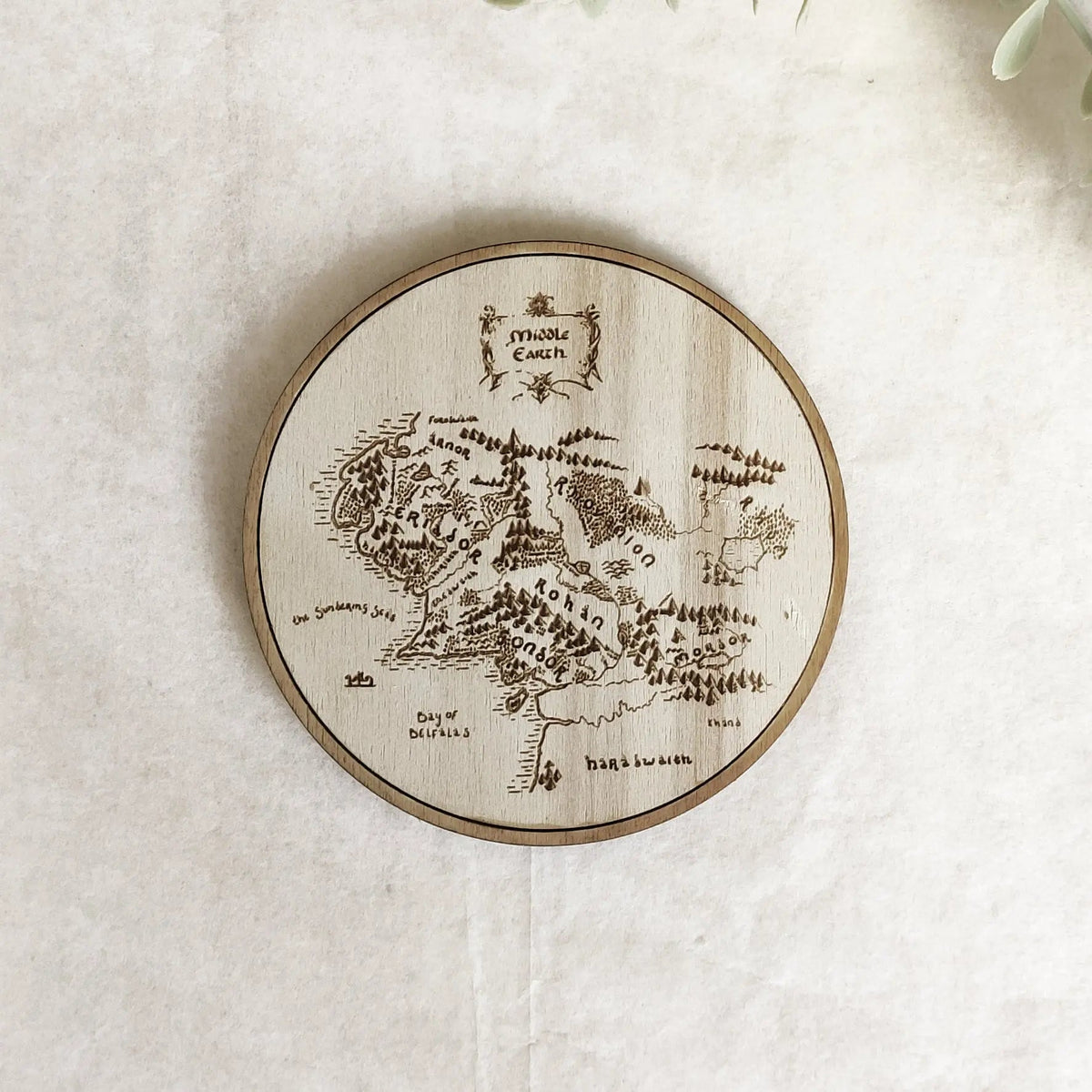 Set of 6 Lord of The Rings Wooden Coasters On Wooden