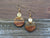 Small Gold Flakes & Wood Circle Earrings With Disc On Wooden
