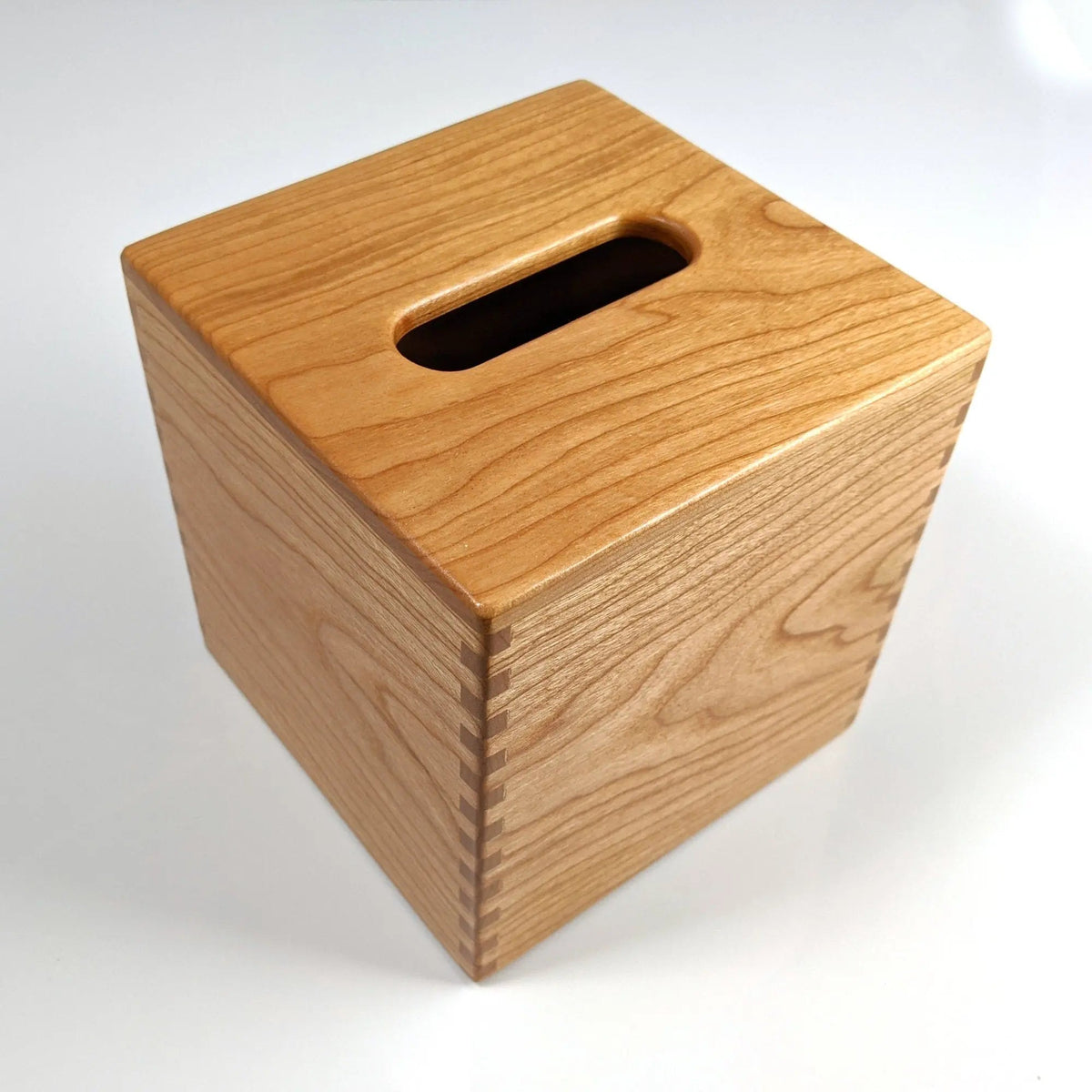 Solid Cherry Handmade Tissue Box Cover Holder On Wooden