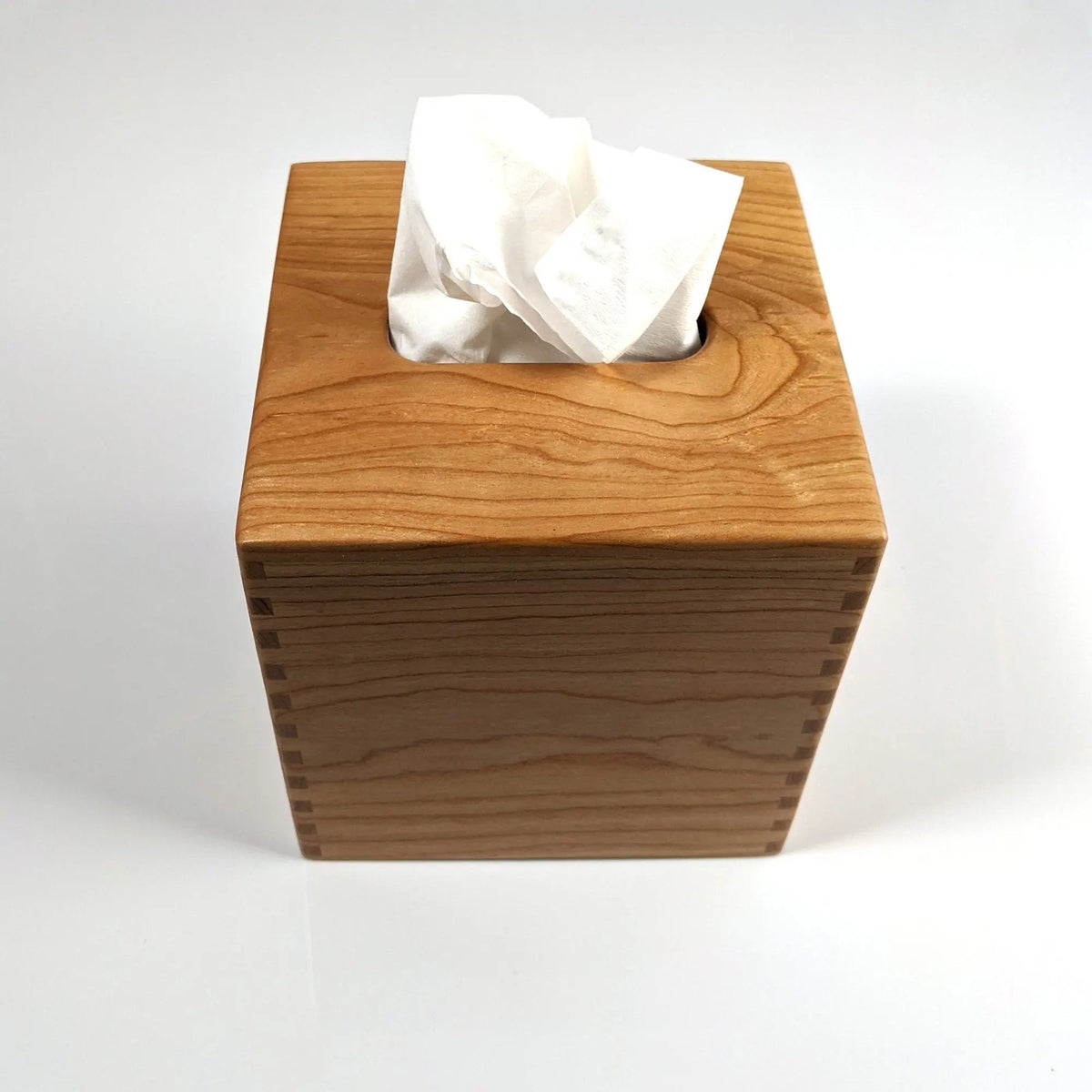 Solid Cherry Handmade Tissue Box Cover Holder On Wooden