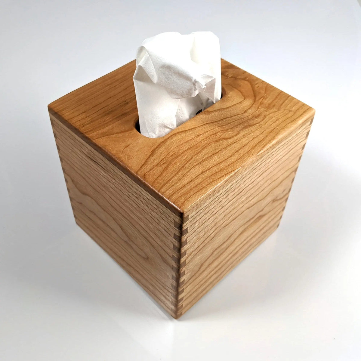 Solid Cherry Handmade Tissue Box Cover Holder On Wooden