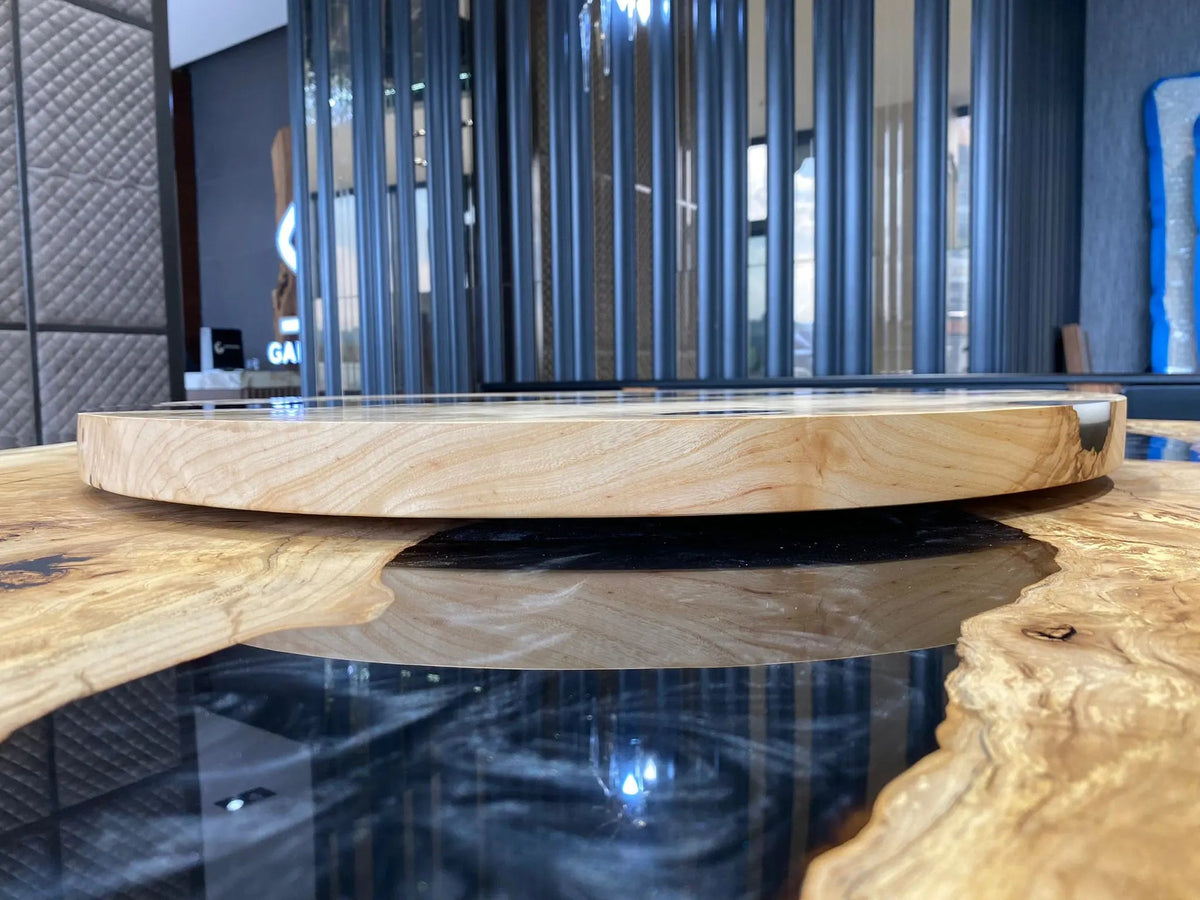 Special Round Ash Epoxy Table On Wooden