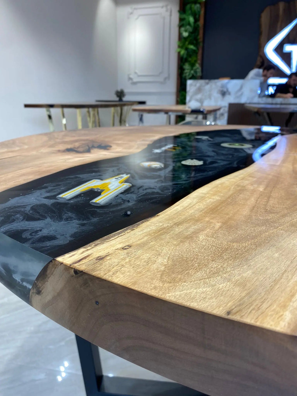 Star Wars Walnut Epoxy Table On Wooden