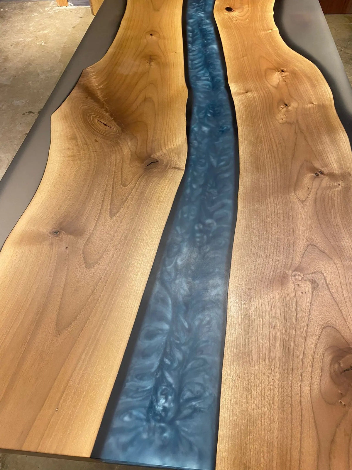 Tuna Walnut River Epoxy Table On Wooden