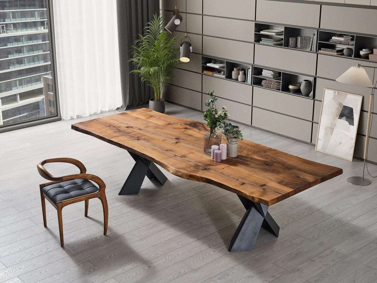 Walnut Kitchen Table | Natural Wooden Dininig Table | Living Room Table On Wooden