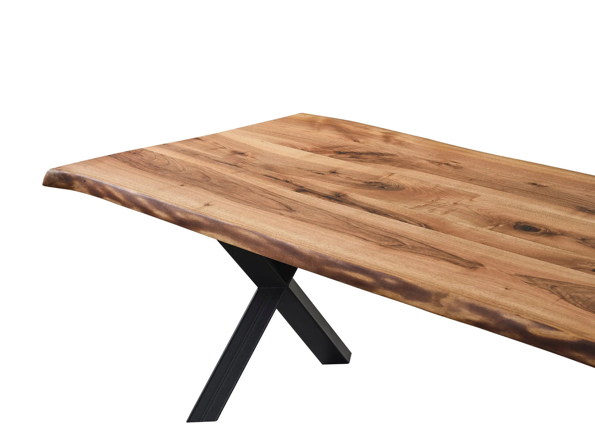 Walnut Wood Dining Table | Live Edge Solid Wood Table On Wooden