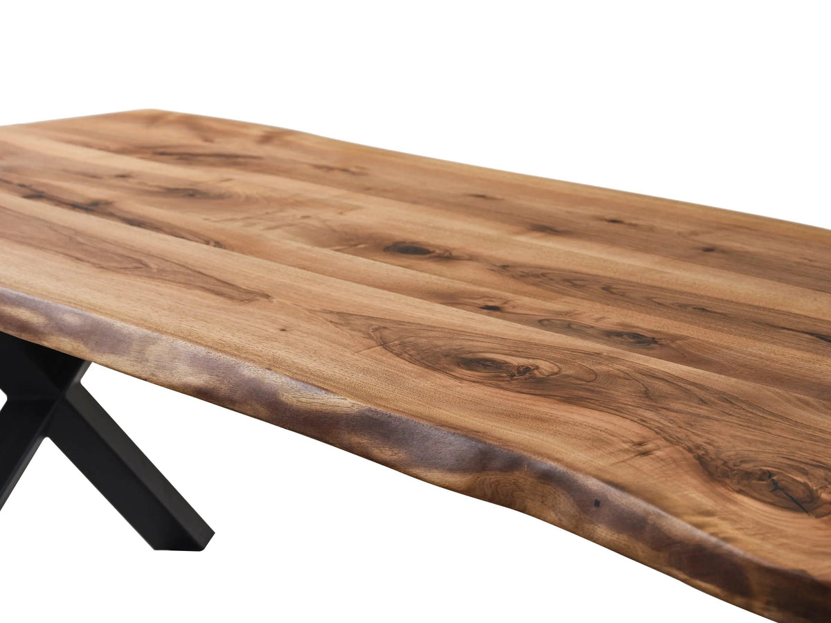 Walnut Wood Dining Table | Live Edge Solid Wood Table On Wooden