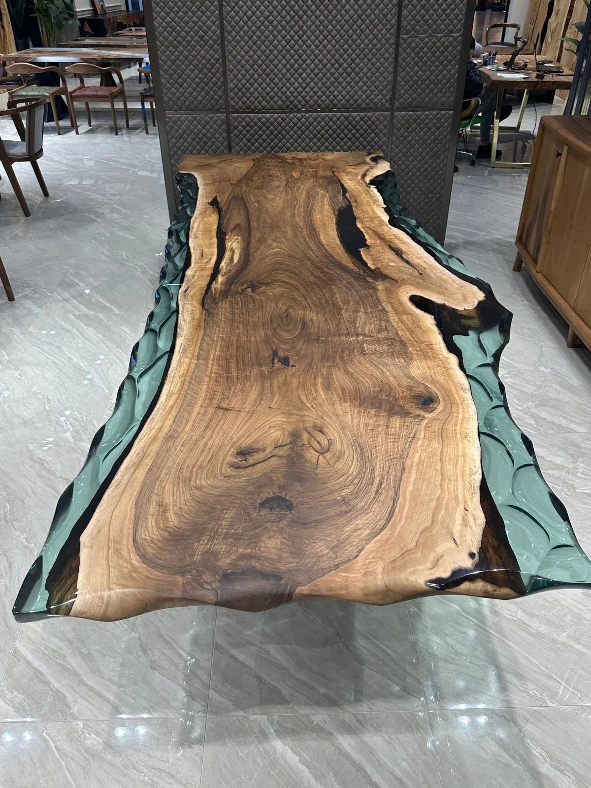 Walnut Wood Epoxy Dining Table |  Natural  Walnut Wood Living Room Table | Conferance Table On Wooden