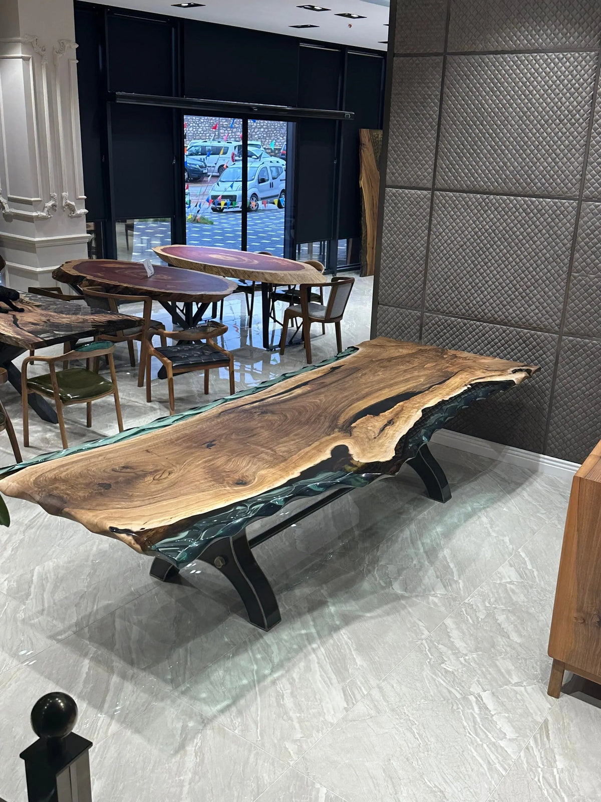 Walnut Wood Epoxy Dining Table |  Natural  Walnut Wood Living Room Table | Conferance Table On Wooden