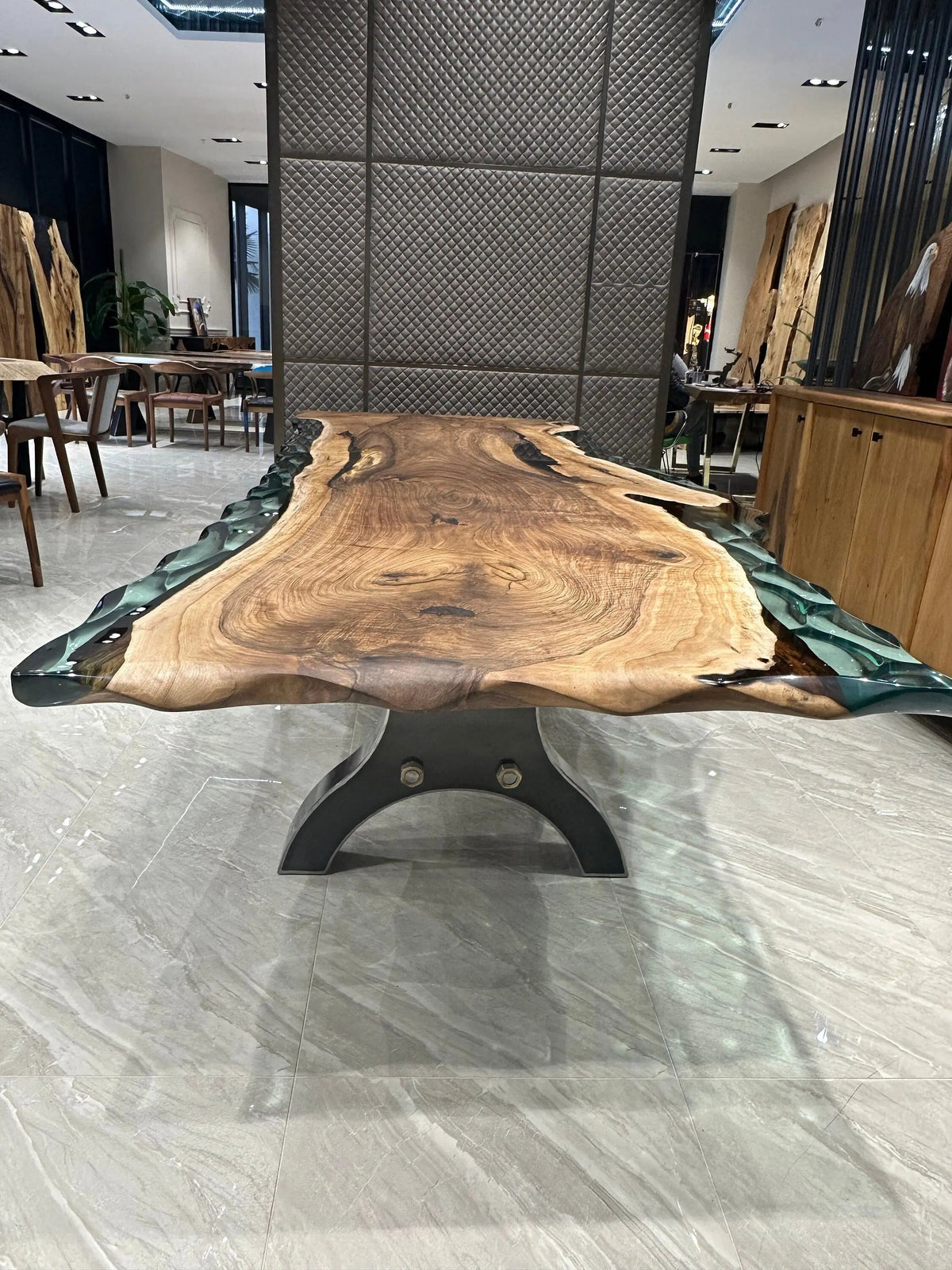 Walnut Wood Epoxy Dining Table |  Natural  Walnut Wood Living Room Table | Conferance Table On Wooden