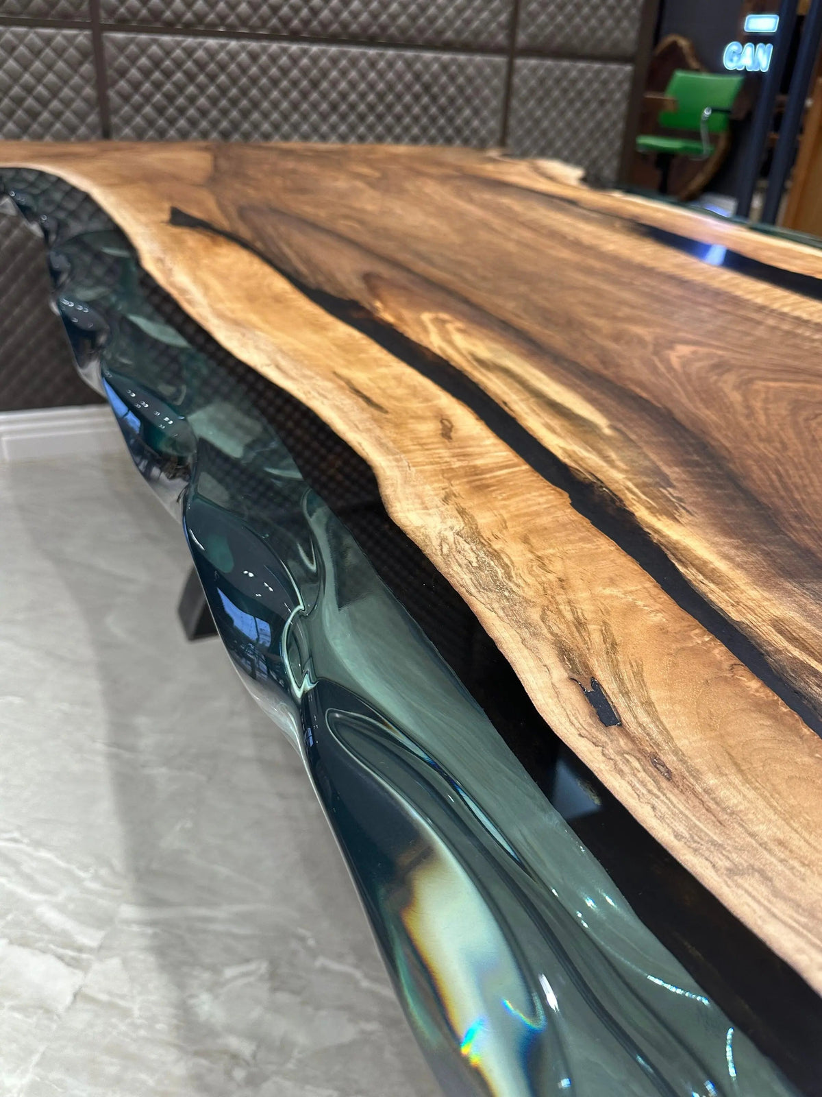 Walnut Wood Epoxy Dining Table |  Natural  Walnut Wood Living Room Table | Conferance Table On Wooden