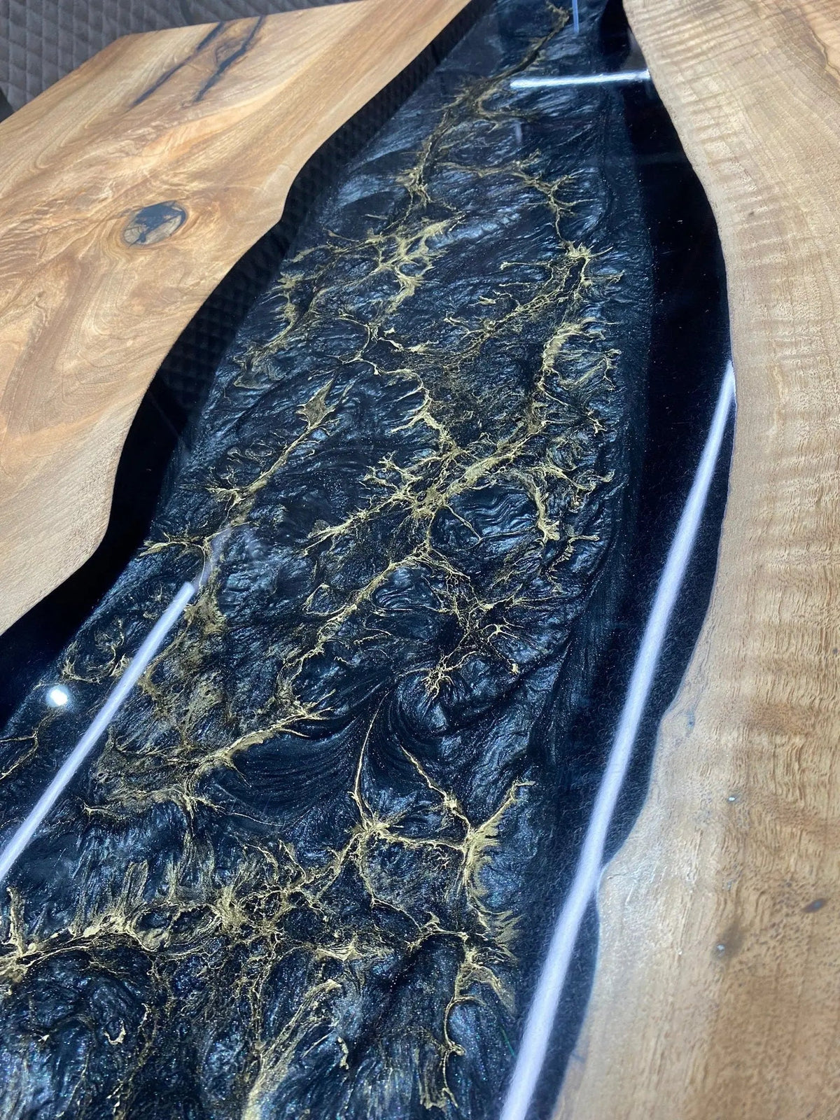 Walnut Wood River Table | Custom Order Epoxy River Table | Free Shipping | Natural Walnut Wood On Wooden