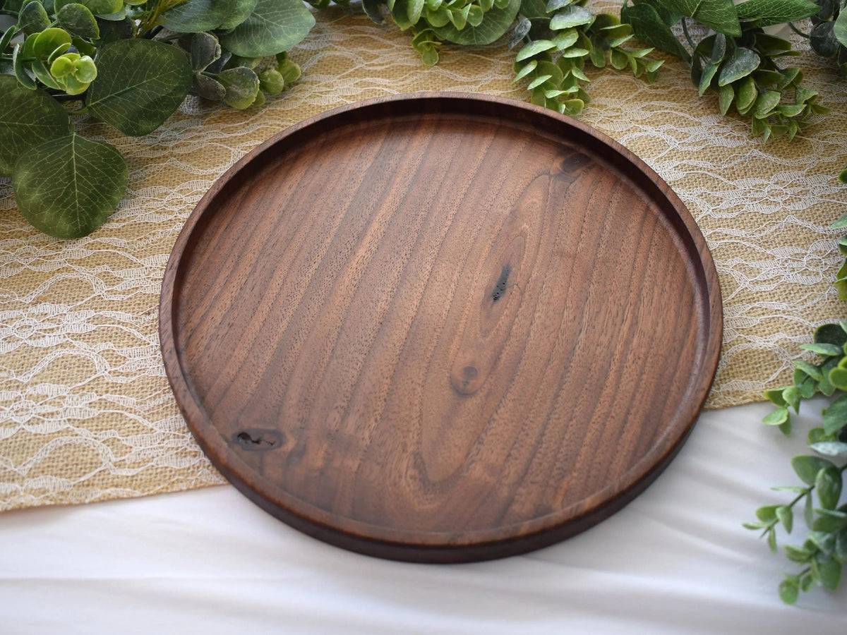 Walnut catch all tray On Wooden