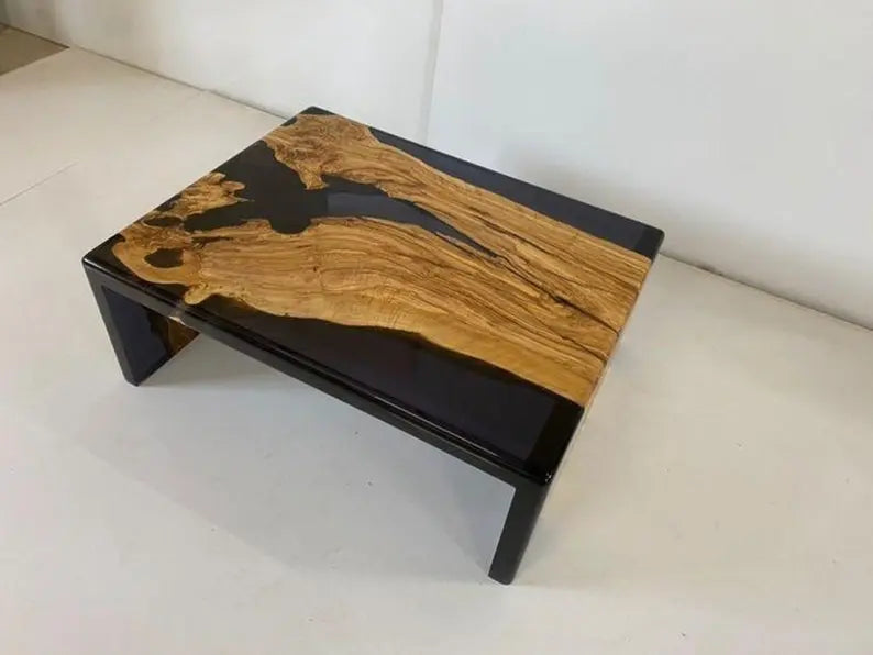 Waterfall Resin Coffee Table | Walnut Woof Centre Table | Epoxy Resin Coffee Table On Wooden