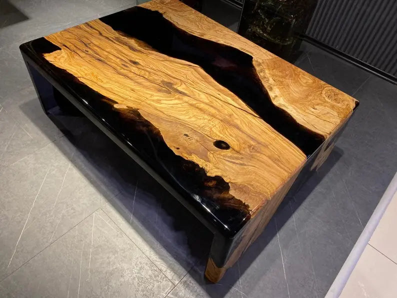 Waterfall Resin Coffee Table | Walnut Woof Centre Table | Epoxy Resin Coffee Table On Wooden