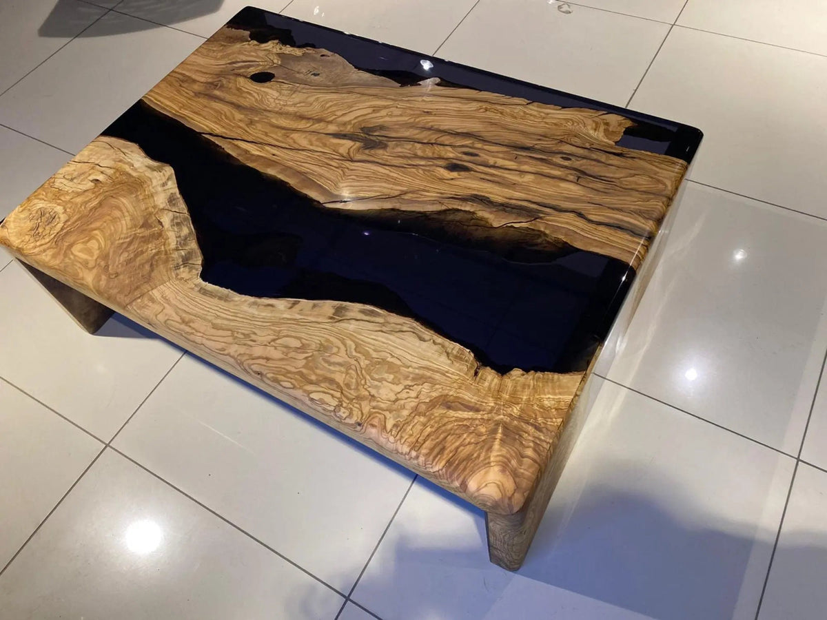 Waterfall Resin Coffee Table | Walnut Woof Centre Table | Epoxy Resin Coffee Table On Wooden